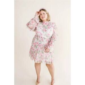 Ivy City Co. Garden State Dress Plus Size 4X Floral Tiered Long Sleeve Ruffle